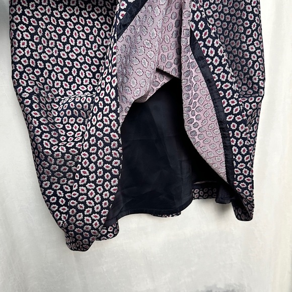 J.Crew Navy & Pink Jacquard Piper Foulard Print A-line Career Dress Sz 12 - Picture 6 of 17